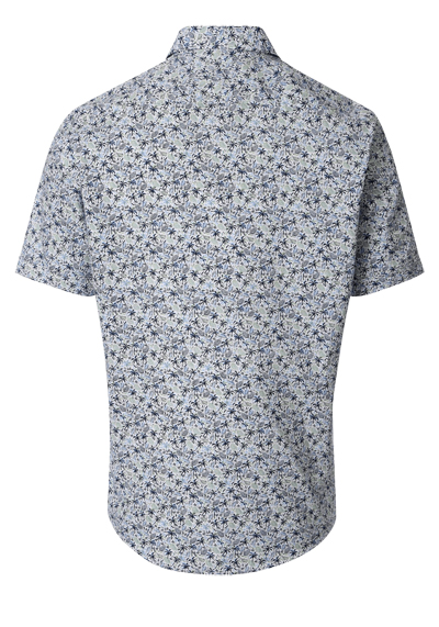 Produktbild f�r 'CASAMODA Casual Fit Hemd Halbarm Button Down Kragen Leinenmix Blumenmuster blau'