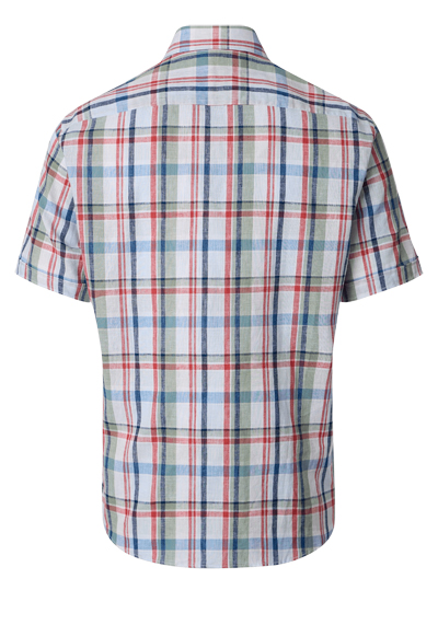 Produktbild f�r 'CASAMODA Casual Fit Hemd Halbarm Button Down Kragen Leinenmix Karo rot'