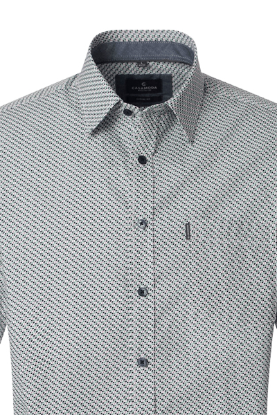 Produktbild f�r 'CASAMODA Casual Fit Hemd Halbarm New Kent Kragen Leinenmix Muster blau'