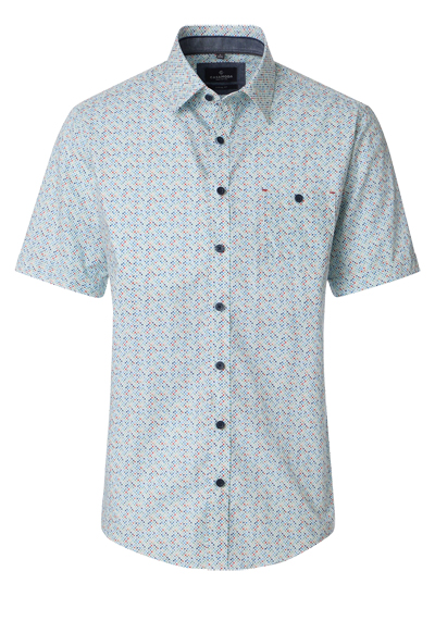 CASAMODA Casual Fit Hemd Halbarm New Kent Kragen Muster blau