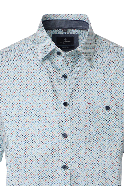 Produktbild f�r 'CASAMODA Casual Fit Hemd Halbarm New Kent Kragen Muster blau'