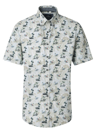 Produktbild f�r 'CASAMODA Casual Fit Hemd Halbarm Button Down Kragen Palmenmuster blau'