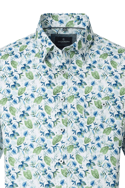 Produktbild f�r 'CASAMODA Casual Fit Hemd Halbarm New Kent Kragen Muster blau'