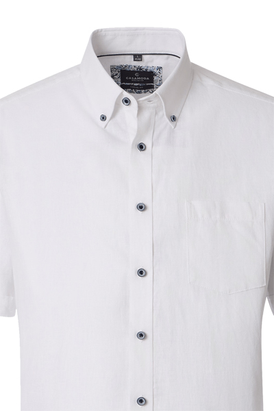 Produktbild f�r 'CASAMODA Casual Fit Hemd Halbarm Button Down Kragen Leinenmix wei�'