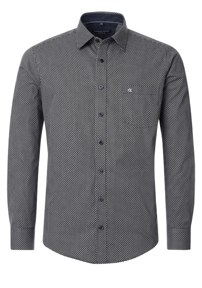 CASAMODA Casual Fit Hemd Langarm New Kent Kragen Muster oliv