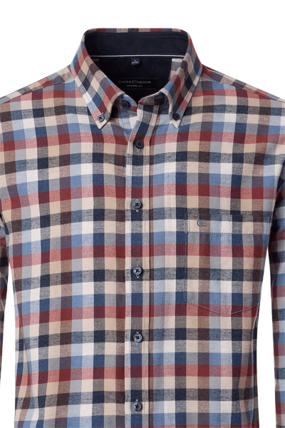 Produktbild f�r 'CASAMODA Casual Fit Hemd Langarm New Kent Kragen Flanell Multikaro blau'