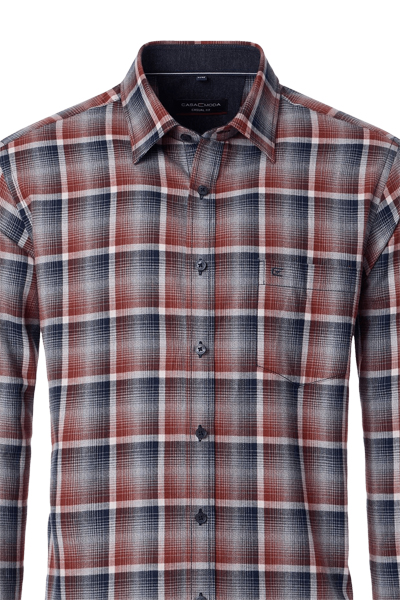Produktbild f�r 'CASAMODA Casual Fit Hemd Langarm New Kent Kragen Flanell Karo blau'