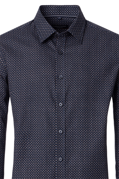 Produktbild f�r 'CASAMODA Casual Fit Hemd Langarm New Kent Kragen Muster dunkelblau'