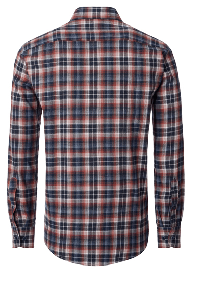 Produktbild f�r 'CASAMODA Casual Fit Hemd Langarm New Kent Kragen Flanell Karo dunkelblau'