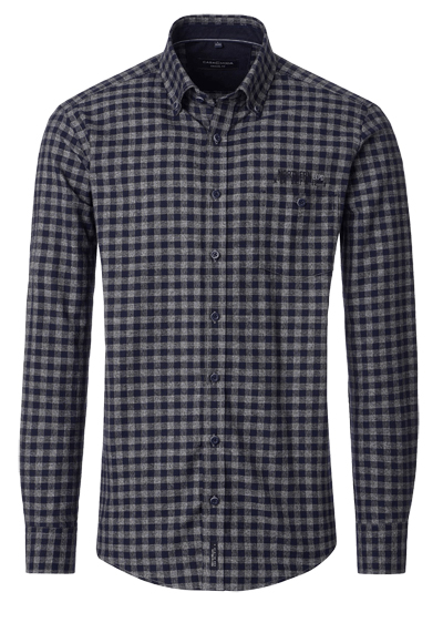 CASAMODA Casual Fit Hemd Langarm Button Down Kragen Karo dunkelblau