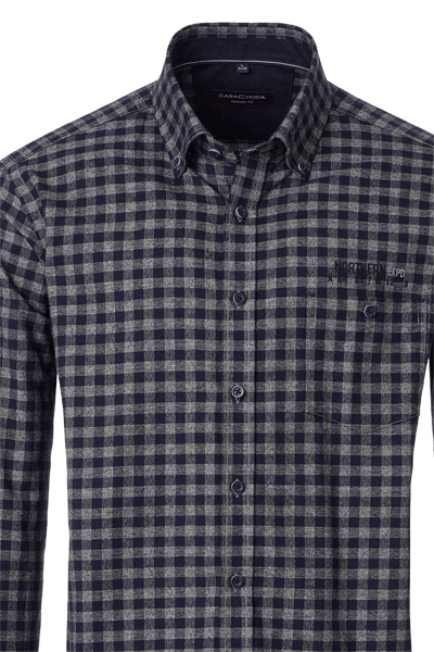 Produktbild f�r 'CASAMODA Casual Fit Hemd Langarm Button Down Kragen Karo dunkelblau'