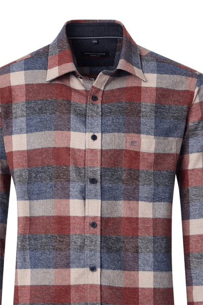 Produktbild f�r 'CASAMODA Casual Fit Hemd Langarm New Kent Kragen Flanell Karo blau'