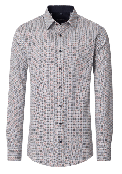 CASAMODA Casual Fit Hemd Langarm New Kent Kragen Muster blau
