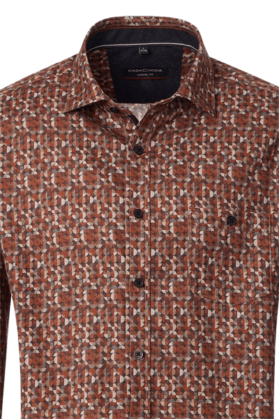 Produktbild f�r 'CASAMODA Casual Fit Hemd Langarm New Kent Kragen Muster terracotta'