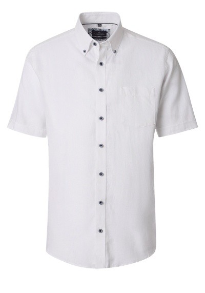 Produktbild f&uuml;r 'CASAMODA Casual Fit Hemd Halbarm Button Down Kragen Leinenmix wei�'
