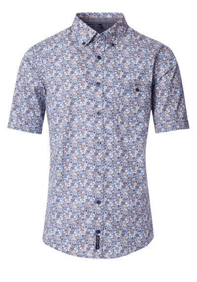 Produktbild für 'CASAMODA Casual Fit Hemd Halbarm Button Down Kragen Muster blau'