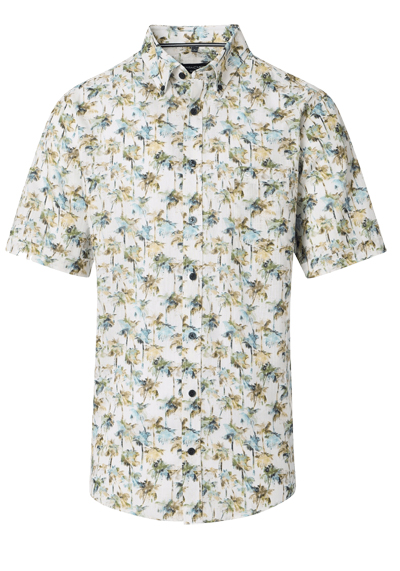 Produktbild für 'CASAMODA Casual Fit Hemd Halbarm Button Down Kragen Palmenmuster grn'