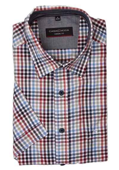 Produktbild für 'CASAMODA Casual Fit Hemd Halbarm New Kent Kragen Karo blau'