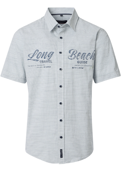 Produktbild f&uuml;r 'CASAMODA Casual Fit Hemd Halbarm New Kent Kragen Ringel gr�n'