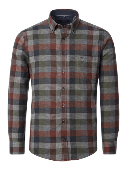 Produktbild für 'CASAMODA Casual Fit Hemd Langarm Button Down Kragen Faux Karo rot'