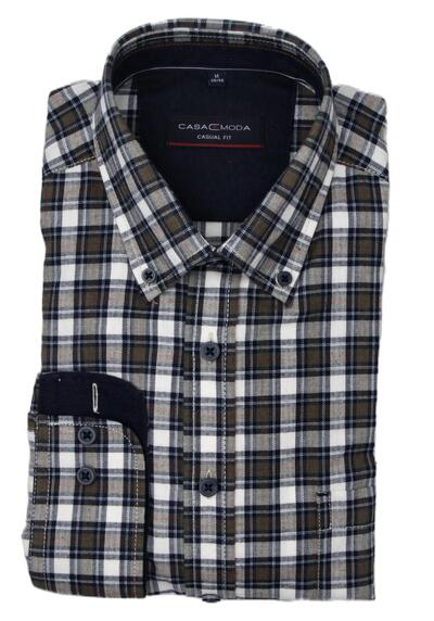 Produktbild für 'CASAMODA Casual Fit Hemd Langarm Button Down Kragen Flanell Karo blau'