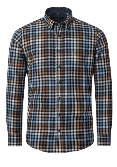 Produktbild für 'CASAMODA Casual Fit Hemd Langarm Button Down Kragen Flanell Karo braun'