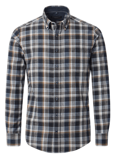 Produktbild für 'CASAMODA Casual Fit Hemd Langarm Button Down Kragen Flanell Karo grau'