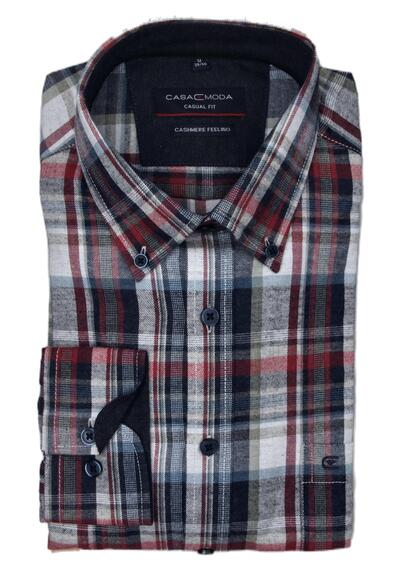 Produktbild für 'CASAMODA Casual Fit Hemd Langarm Button Down Kragen Karo dunkelblau'