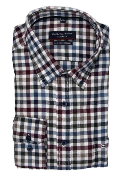 Produktbild für 'CASAMODA Casual Fit Hemd Langarm Button Down Kragen Karo dunkelblau'
