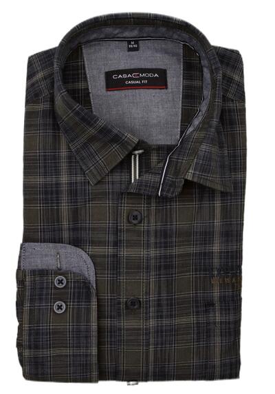 Produktbild für 'CASAMODA Casual Fit Hemd Langarm Button Down Kragen Karo dunkelblau'