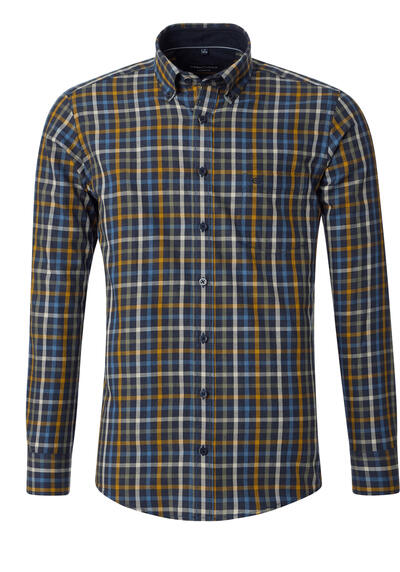 Produktbild für 'CASAMODA Casual Fit Hemd Langarm Button Down Kragen Karo dunkelblau'