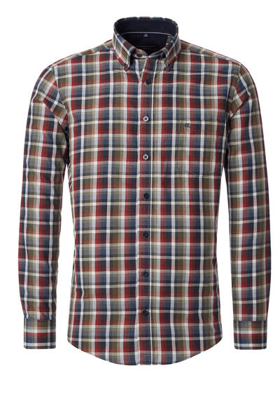 Produktbild für 'CASAMODA Casual Fit Hemd Langarm Button Down Kragen Karo rot'