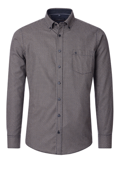 Produktbild für 'CASAMODA Casual Fit Hemd Langarm Button Down Kragen Muster braun'