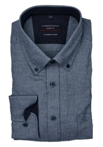 Produktbild für 'CASAMODA Casual Fit Hemd Langarm Button Down Kragen Muster dunkelblau'