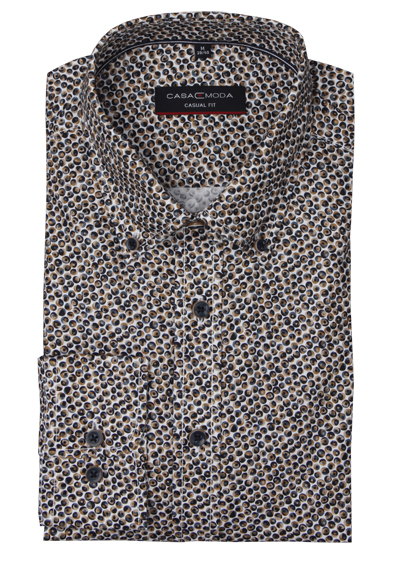 Produktbild für 'CASAMODA Casual Fit Hemd Langarm Button Down Kragen Muster dunkelblau'