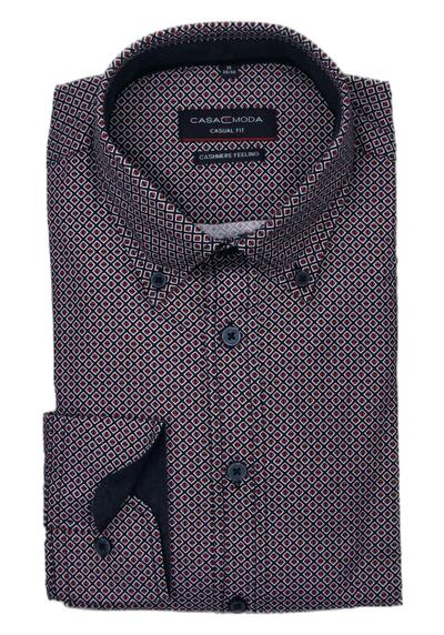 Produktbild für 'CASAMODA Casual Fit Hemd Langarm Button Down Kragen Muster rot'