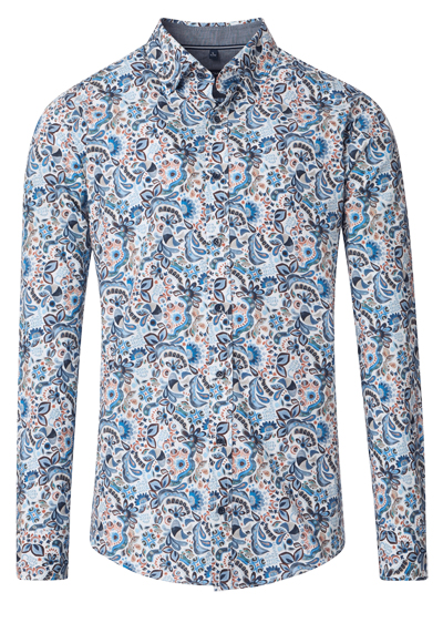 Produktbild für 'CASAMODA Casual Fit Hemd Langarm New Kent Kragen Blumenmuster blau'