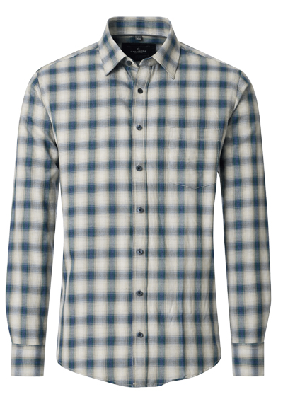 Produktbild f&uuml;r 'CASAMODA Casual Fit Hemd Langarm New Kent Kragen Flanell Karo blau'