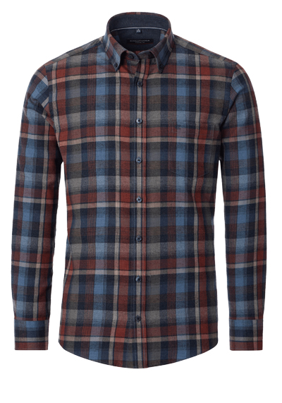 Produktbild für 'CASAMODA Casual Fit Hemd Langarm New Kent Kragen Flanell Karo blau'