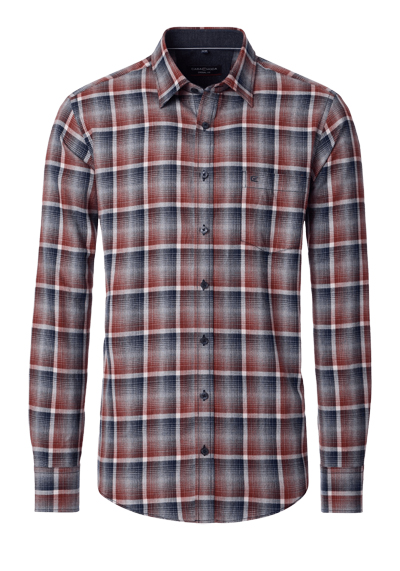 Produktbild f&uuml;r 'CASAMODA Casual Fit Hemd Langarm New Kent Kragen Flanell Karo blau'