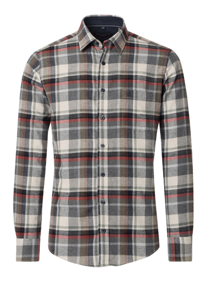 Produktbild für 'CASAMODA Casual Fit Hemd Langarm New Kent Kragen Flanell Karo grn'