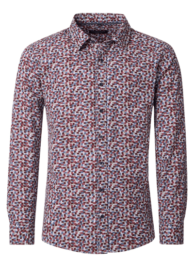 Produktbild f&uuml;r 'CASAMODA Casual Fit Hemd Langarm New Kent Kragen Muster rot'