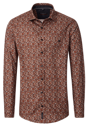 Produktbild f&uuml;r 'CASAMODA Casual Fit Hemd Langarm New Kent Kragen Muster terracotta'