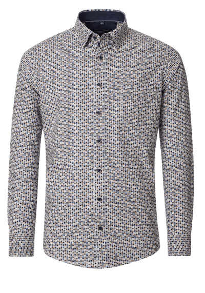 Produktbild für 'CASAMODA Casual Fit Hemd Langarm Under Button Down Kragen Muster blau'