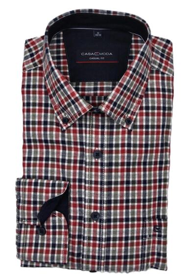 Produktbild für 'CASAMODA Casual Fit Hemd super langer Arm Button Down Kragen Flanell Karo blau'