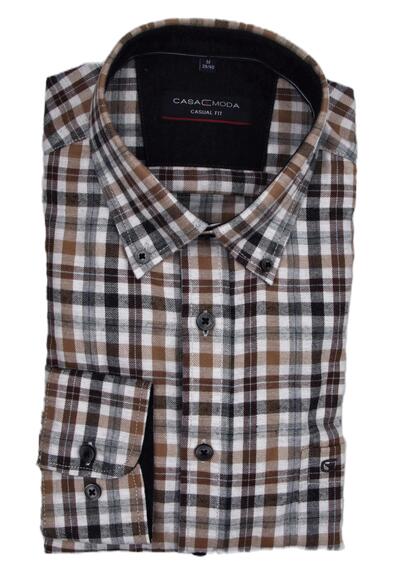 Produktbild für 'CASAMODA Casual Fit Hemd super langer Arm Button Down Kragen Karo braun'