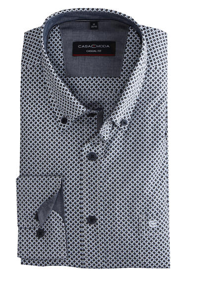 Produktbild für 'CASAMODA Casual Fit Hemd super langer Arm Button Down Kragen Muster blau'