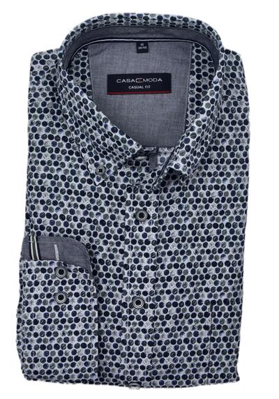 Produktbild für 'CASAMODA Casual Fit Hemd super langer Arm Button Down Kragen Muster blau'
