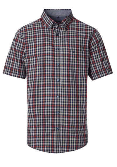 Produktbild für 'CASAMODA Comfort Fit Hemd Halbarm Button Down Kragen Multikaro dunkelblau'
