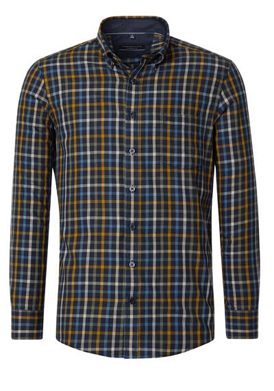 Produktbild für 'CASAMODA Comfort Fit Hemd Langarm Button Down Kragen Karo dunkelblau'